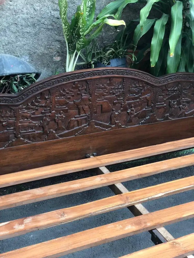 Dijual ranjang kayu jati ukir, UK king bed 180x200cm
