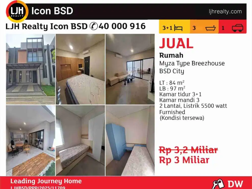 Di Jual Rumah Hunian Myza Type Breezhouse BSD City