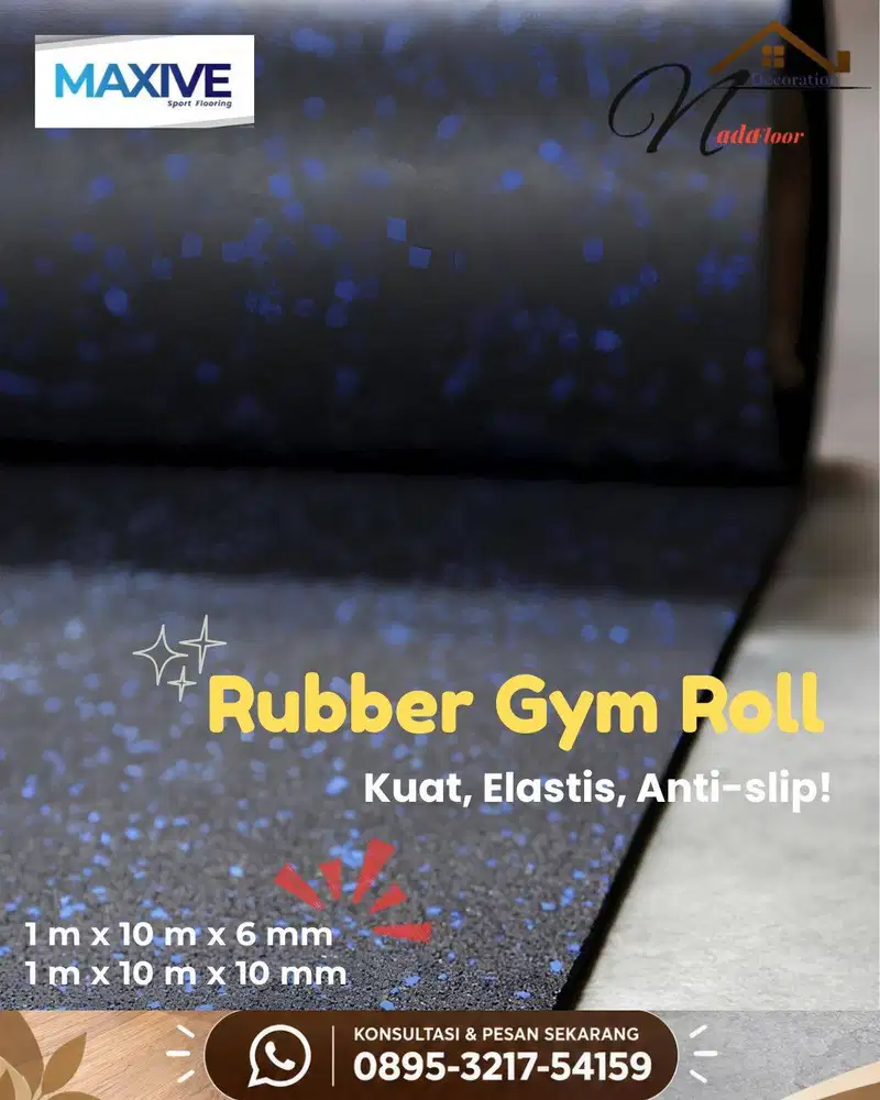Rubber Flooring gym roll maxive | Lantai karet olahraga anti slip