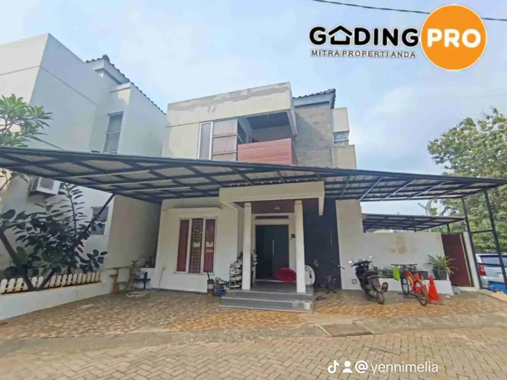 RUMAH 2 LANTAI VILLA MUTIARA CIBUBUR 2 SHM POSISI HOEK BANGUNAN RAPI SIAP HUNI DEKAT LRT HARJAMUKTI