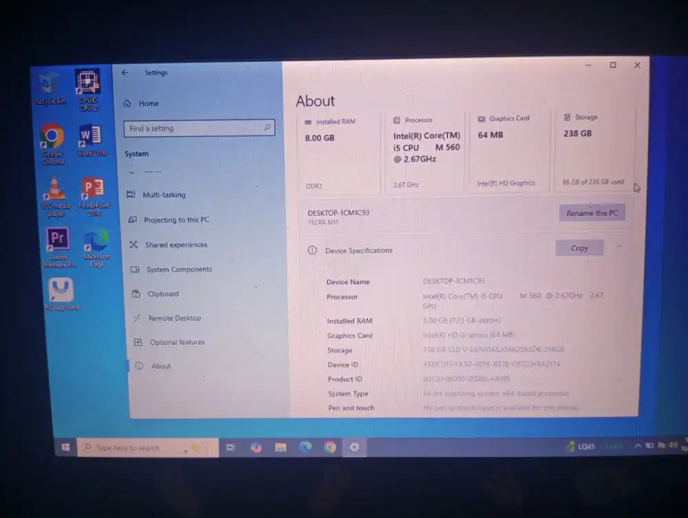Laptop Toshiba Tecra M11