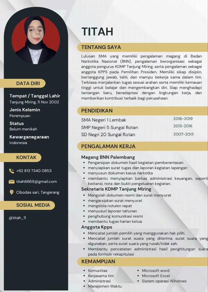 Open To work (admin, operator produksi, laundry, dll)