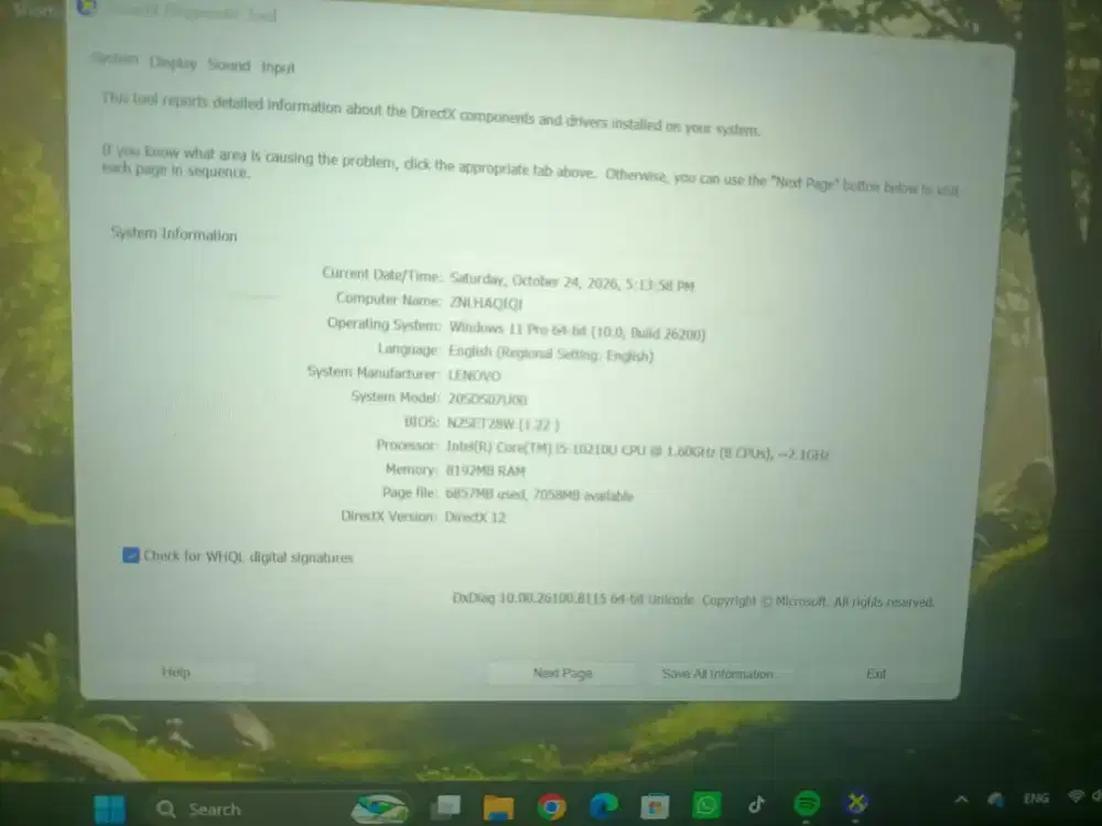 Lenovo Thinkpad X390 ram 8 SSD NVMe 256 gen 10 mlus normal semua nya