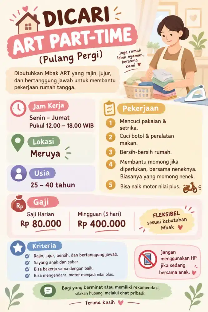 ART Pulang Pergi Siang - Sore Meruya