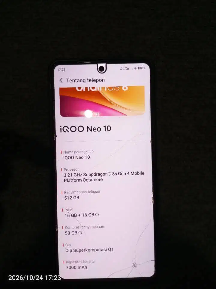 HP iqoo neo 10 ram 16 second