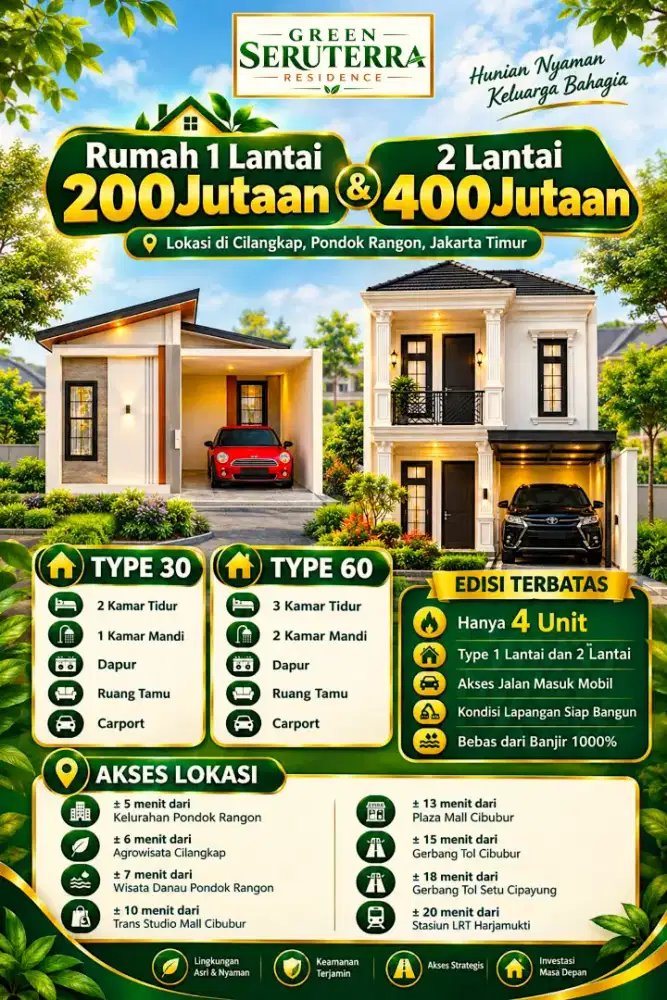 Perumahan 200Jutaan di Cilangkap pondok Rangon, Cipayung Jakarta timur