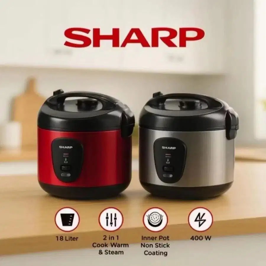 New Smart Electric Rice Cooker SHARP with 3D keep warm 1.8Liter
