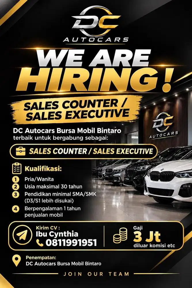Lowongan Sales Counter Showroom Mobil