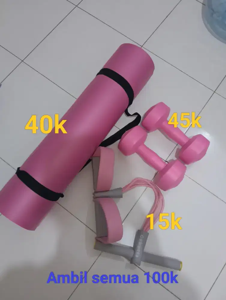 Set Alat Olahraga Gym / Yoga Home Workout (Warna Pink)