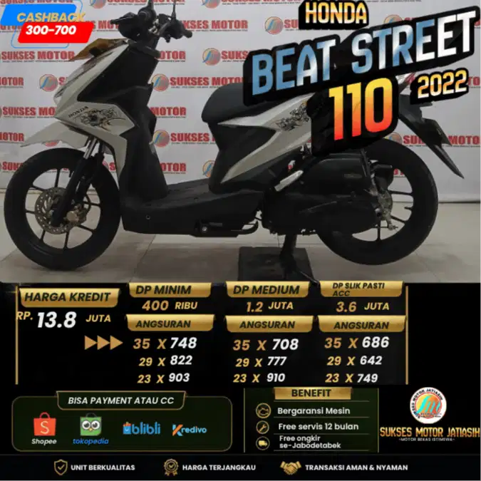 HONDA BEAT STREET 2022 PLAT JAKARTA  BISA CASH & KREDIT ATAU PAYLATER