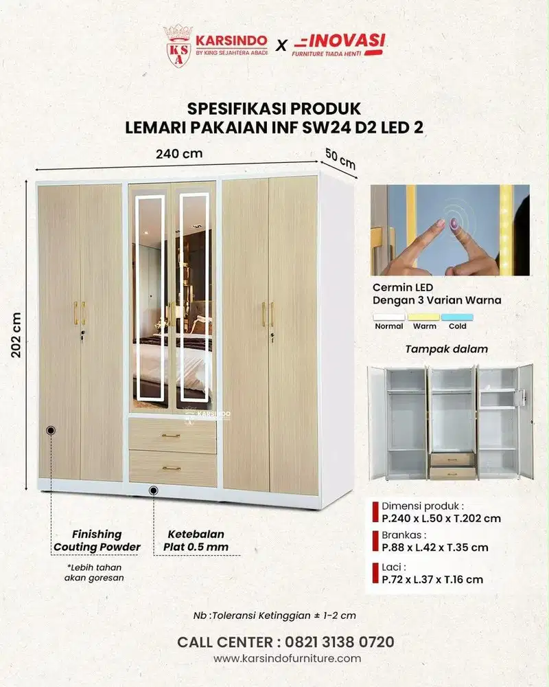 Lemari plat besi 6 pintu