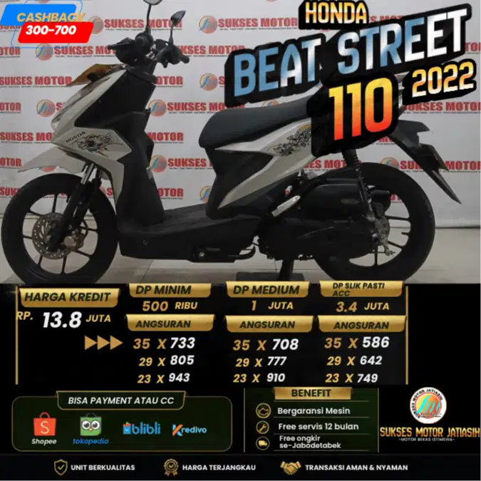 HONDA BEAT STREET 2022 PLAT JAKARTA  BISA CASH & KREDIT ATAU PAYLATER
