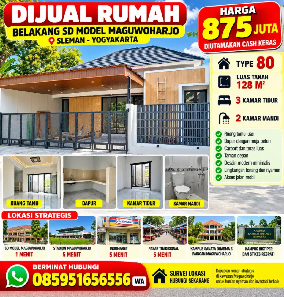 Dijual rumah baru di Utara stadion Maguwoharjo Sleman masih nyaman