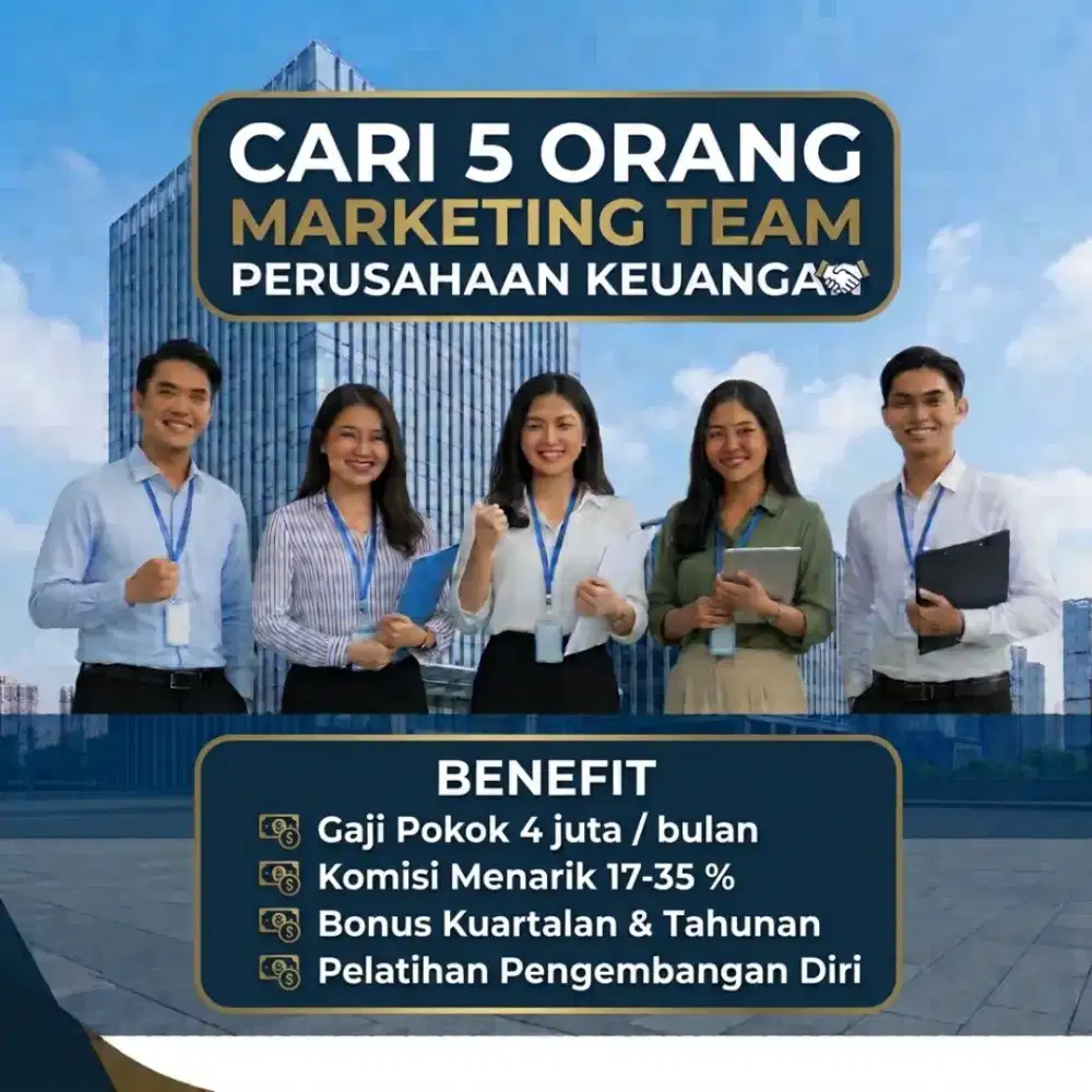 Cari : 5 orang Marketing Team