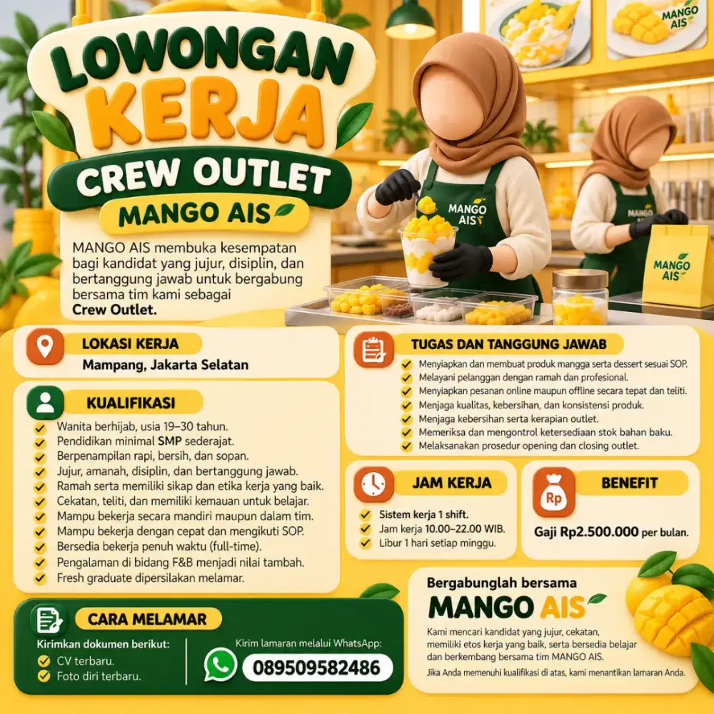 Loker Karyawan Outlet Mango Ais