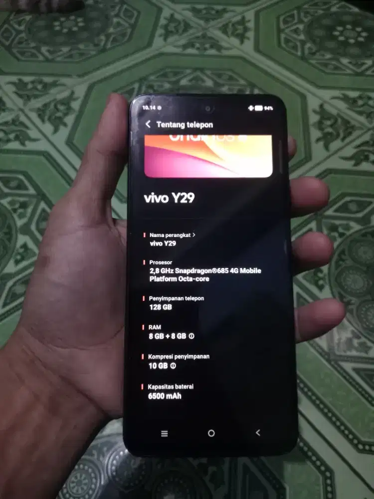 Dijual cepat vivo Y29 ram 8+8/128