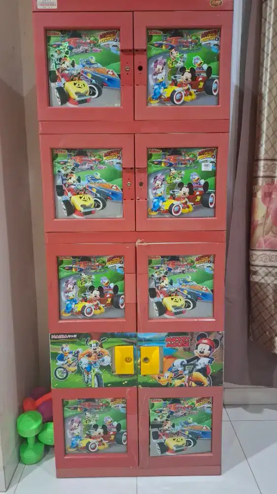 Dijual Lemari plastik Naiba Anak 5 susun 2 pintu Mickey merah