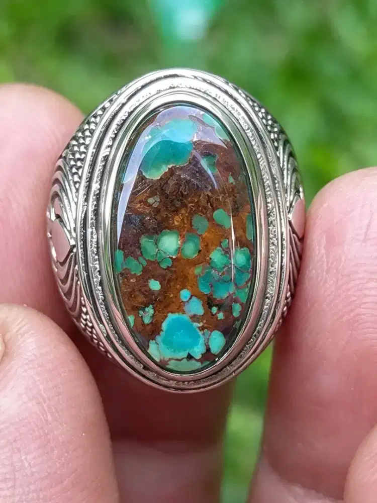 Cincin batu natural pirus persia