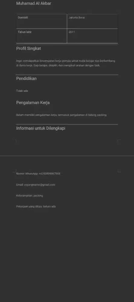 Butuh/cari kerja
