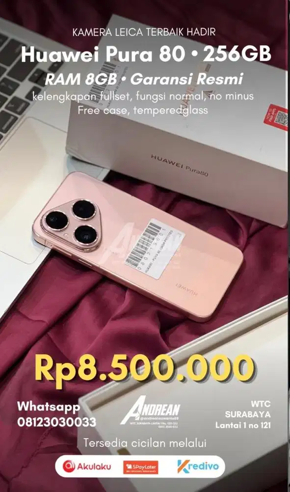 Second Huawei Pura 80 8/256 gb resmi indonesia