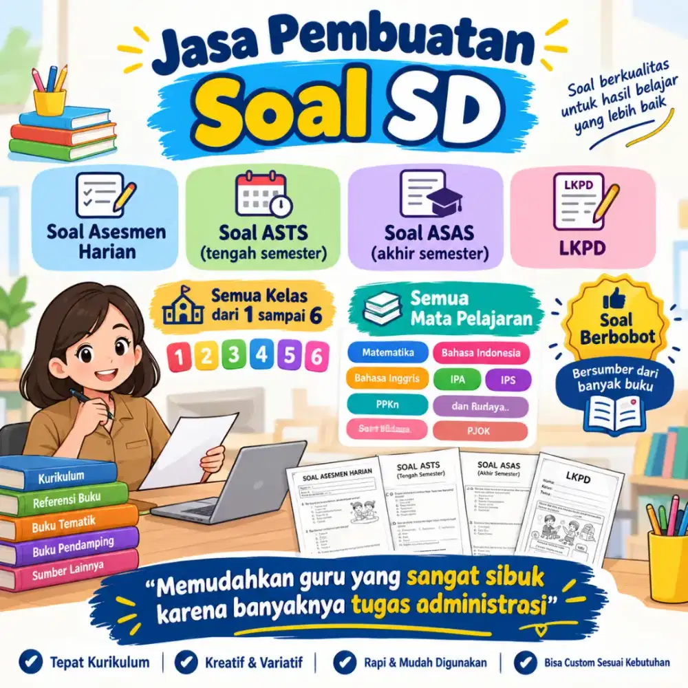 Jasa bikin soal mapel SD