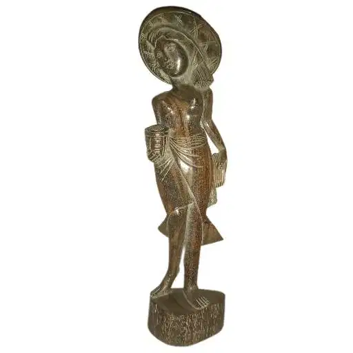 Patung Kayu Eboni Ukiran Petani Wanita
