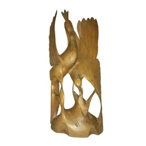 Patung Kayu Jati Motif Burung Klasik