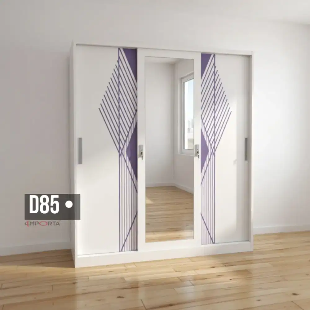 Lemari Pakaian Besi 3 Pintu Sliding Jumbo Importa OKELO S04 FM D85