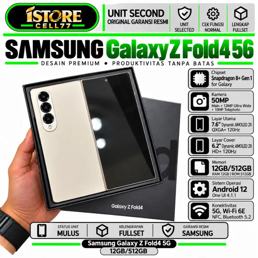 SECOND SAMSUNG Z FOLD 4 5G 12/512 Garansi Resmi Sein Samsung