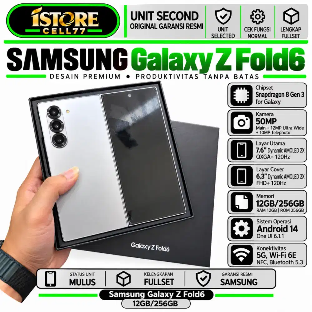 SECOND SAMSUNG Z FOLD 6 5G 12/256 Garansi Resmi Sein Samsung