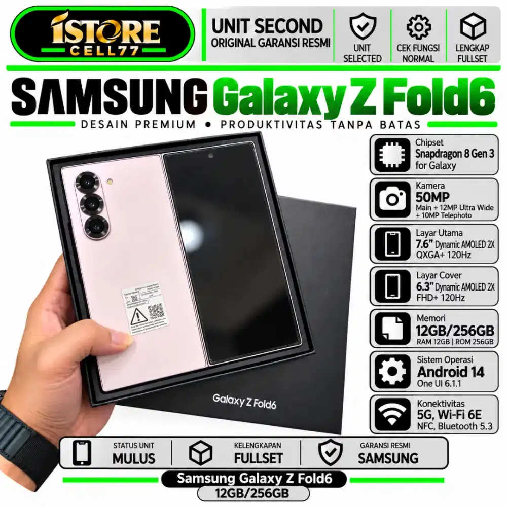 SECOND SAMSUNG Z FOLD 6 5G 12/256 Garansi Resmi Sein Samsung