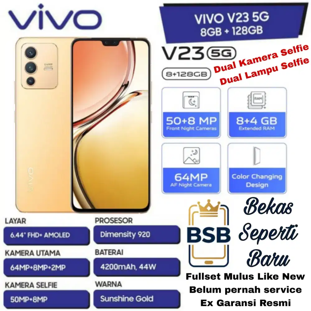 Vivo V23 5G 8/128 Mulus Seperti Baru