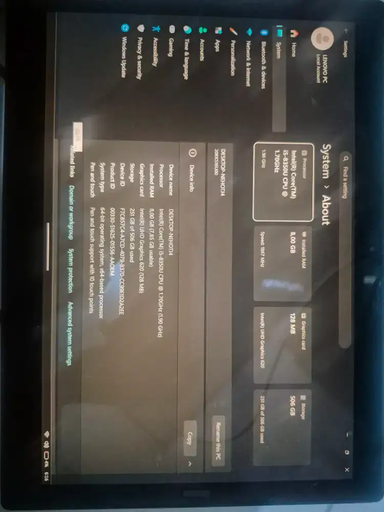 Lenovo tablet x1 i5 gen 8