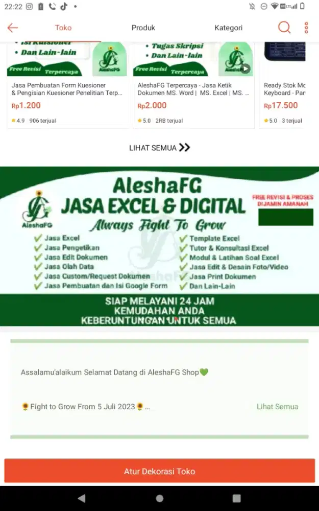 AleshaFG Jasa Excel dan Digital Sejak 2023