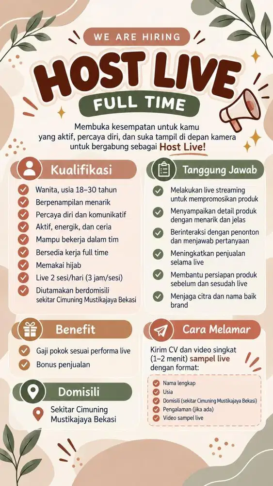 LOWONGAN HOST LIVE