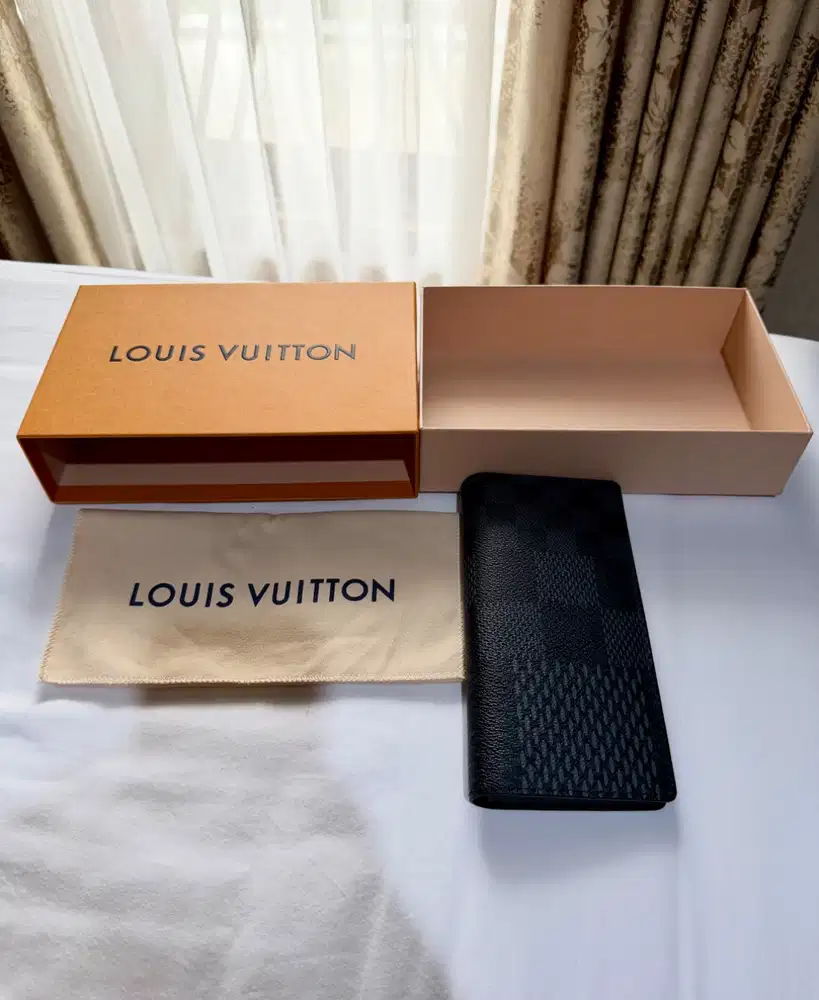Dompet Mens Louis Vuitton Brazza 3D Canvas Damier Graphite Long Wallet