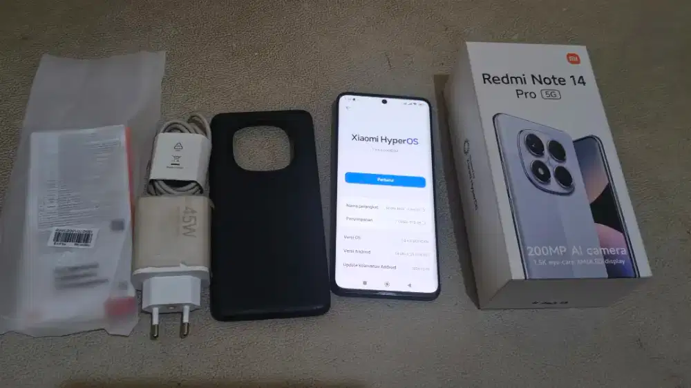 Xiaomi Redmi Note 14 Pro 5G NFC RAM 12+12/512GB Hitam Lengkap Mulus BU