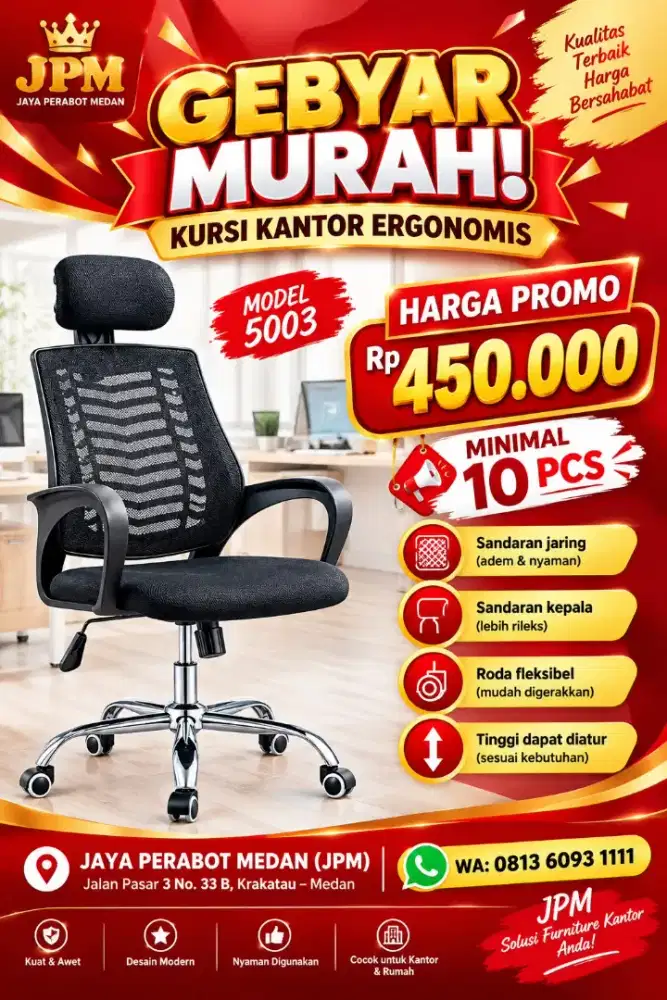 PROMO KURSI HIDROLIK KANTOR TERMURAH NEW