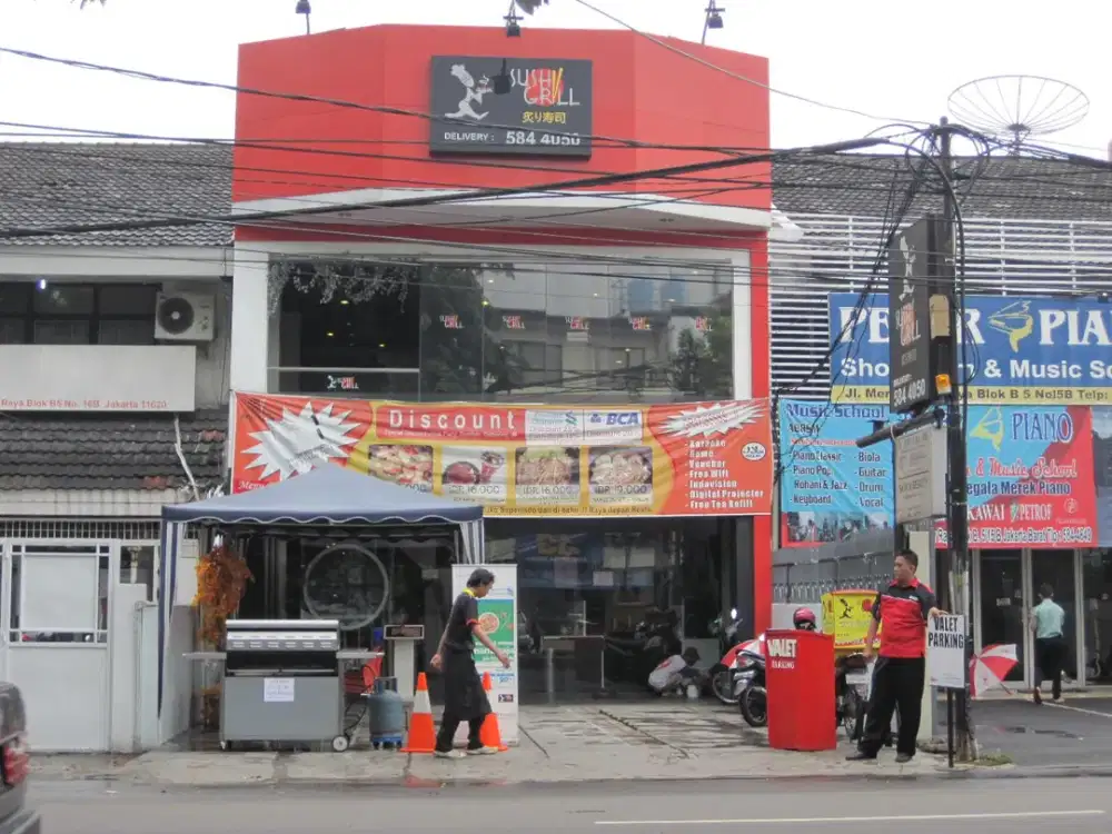 JUAL/SEWA/KERJASAMA Strategis Gedung 2 ruko gandeng 348 m2 Ex Restoran, di Jl. Meruya iLir Raya dan Sudah direnovasi