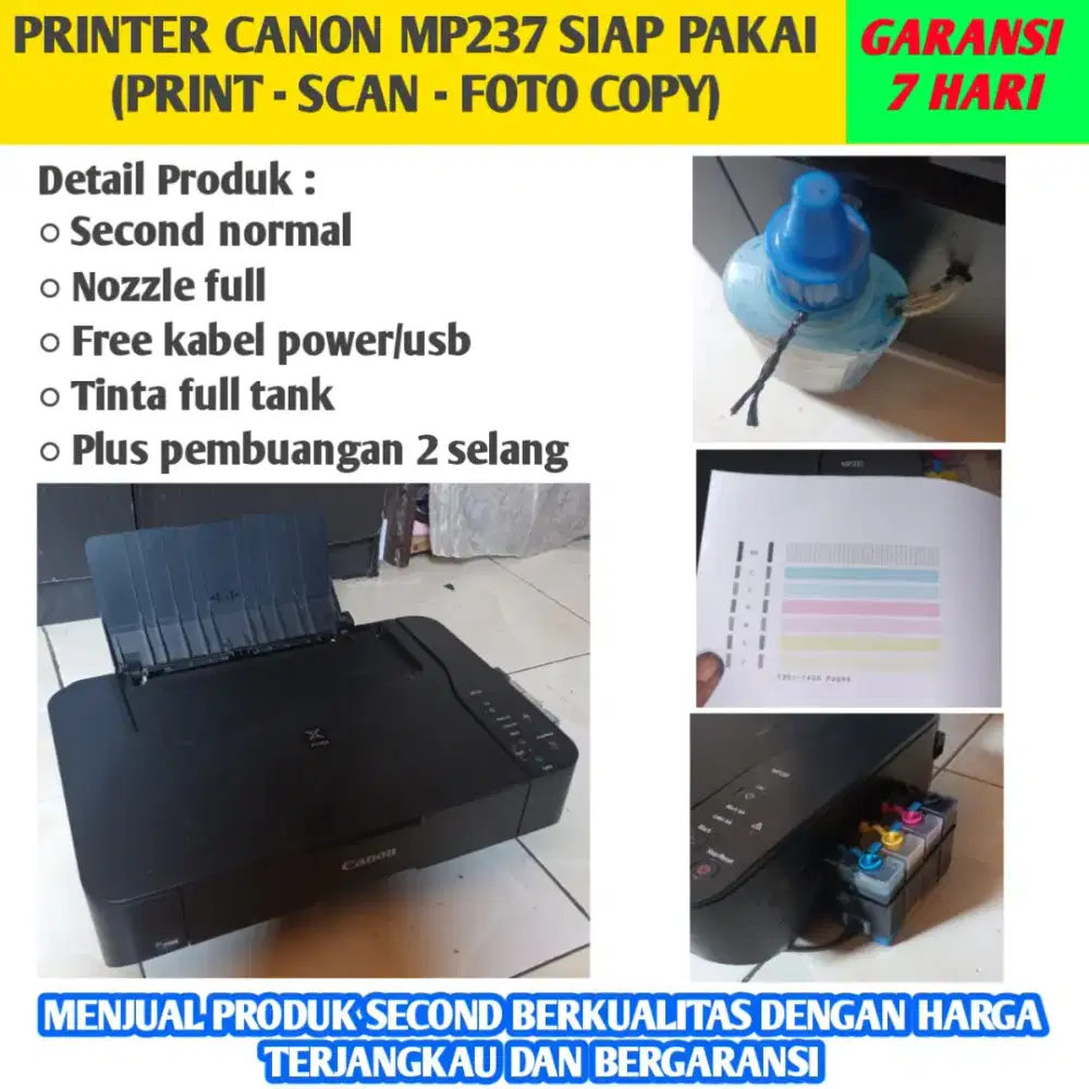 Printer canon mp237 modif normal siap pakai bergaransi bisa cod
