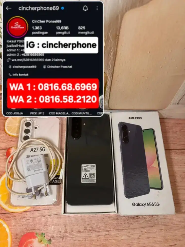 Jual hp likenew SAMSUNG A56 5g 8/256 istimewa grs maret 27 fre adaptor