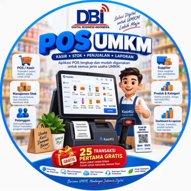 APLIKASI KASIR POS UMKM – 25 TRANSAKSI PERTAMA GRATIS!