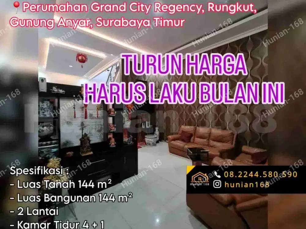 Jual Rumah Perumahan Grand City Regency Rungkut Madya Mapan Tengah Gunung Anyar Merr Surabaya Timur Menanggal Harapan Utara
