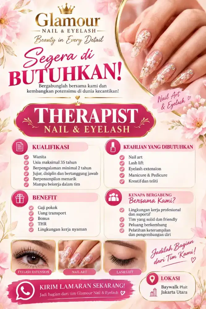 DIBUTUHKAN SEGERA TERAPI NAIL & EYELASH