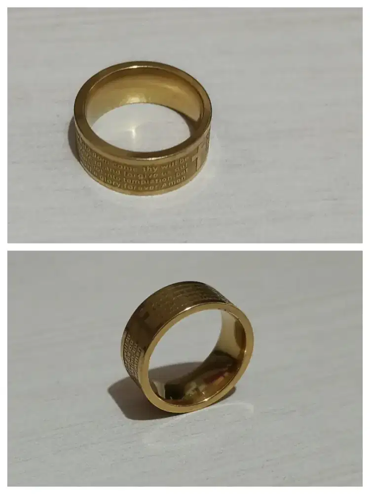 Cincin titanium ori anti luntur ada Doa Bapa kami salah beli uk6 kecil