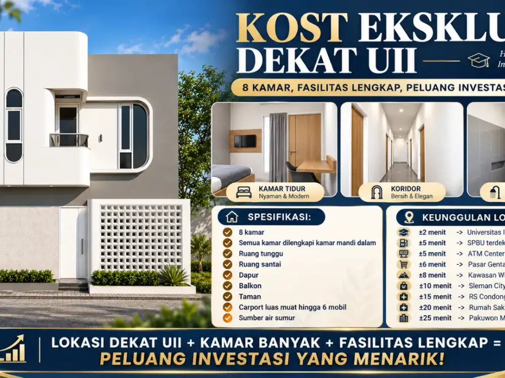 Kost Dijual Cepat di Ring 1 Kampus UII Pusat Jogja
