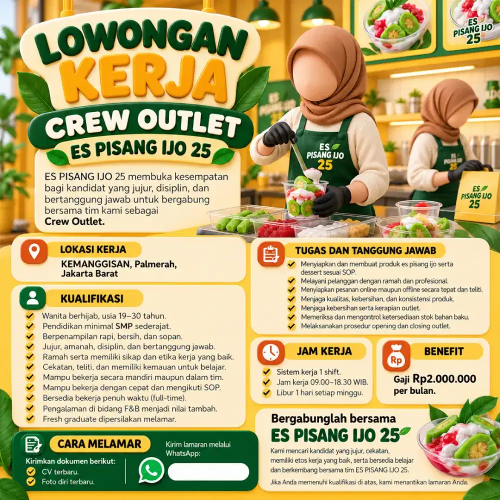 Loker Karyawan Toko Outlet Es Pisang Ijo 25
