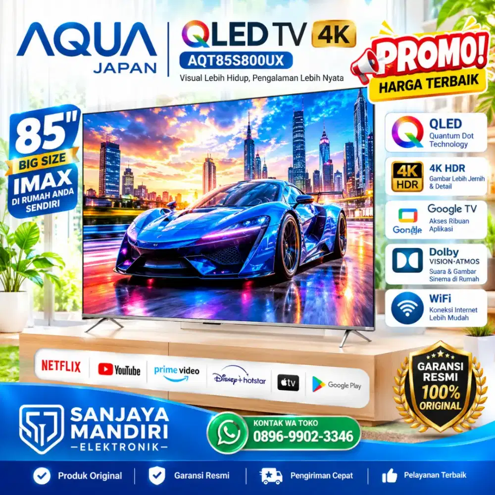 AQUA QLED 4K 85 Google TV AQT-85S800UEX Dolby Atmos HDR10+