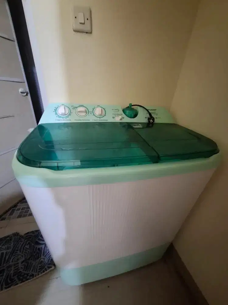 Mesin cuci 2 tabung Sharp est 1070 sj 10kg aqua