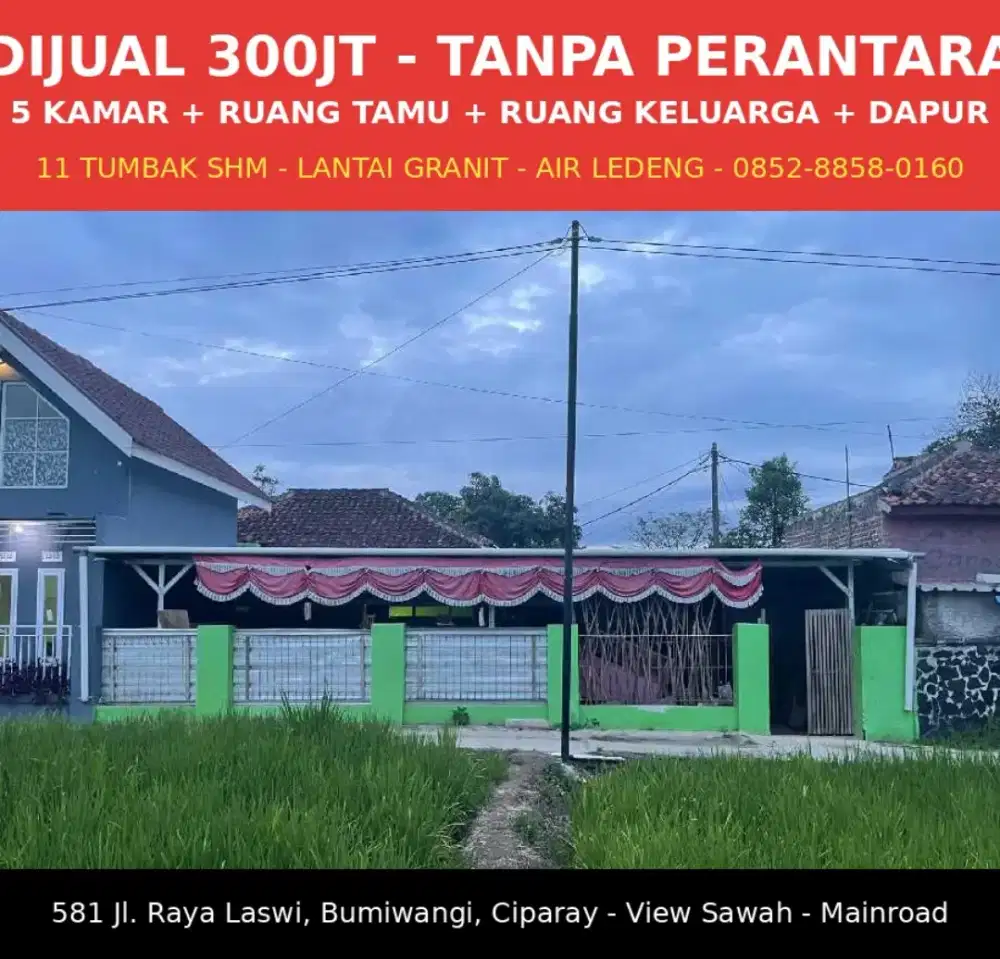 Di jual rumah sebrang RM Dapur wiwi